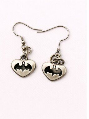 Silver-Tone DC Batman Drop Earrings